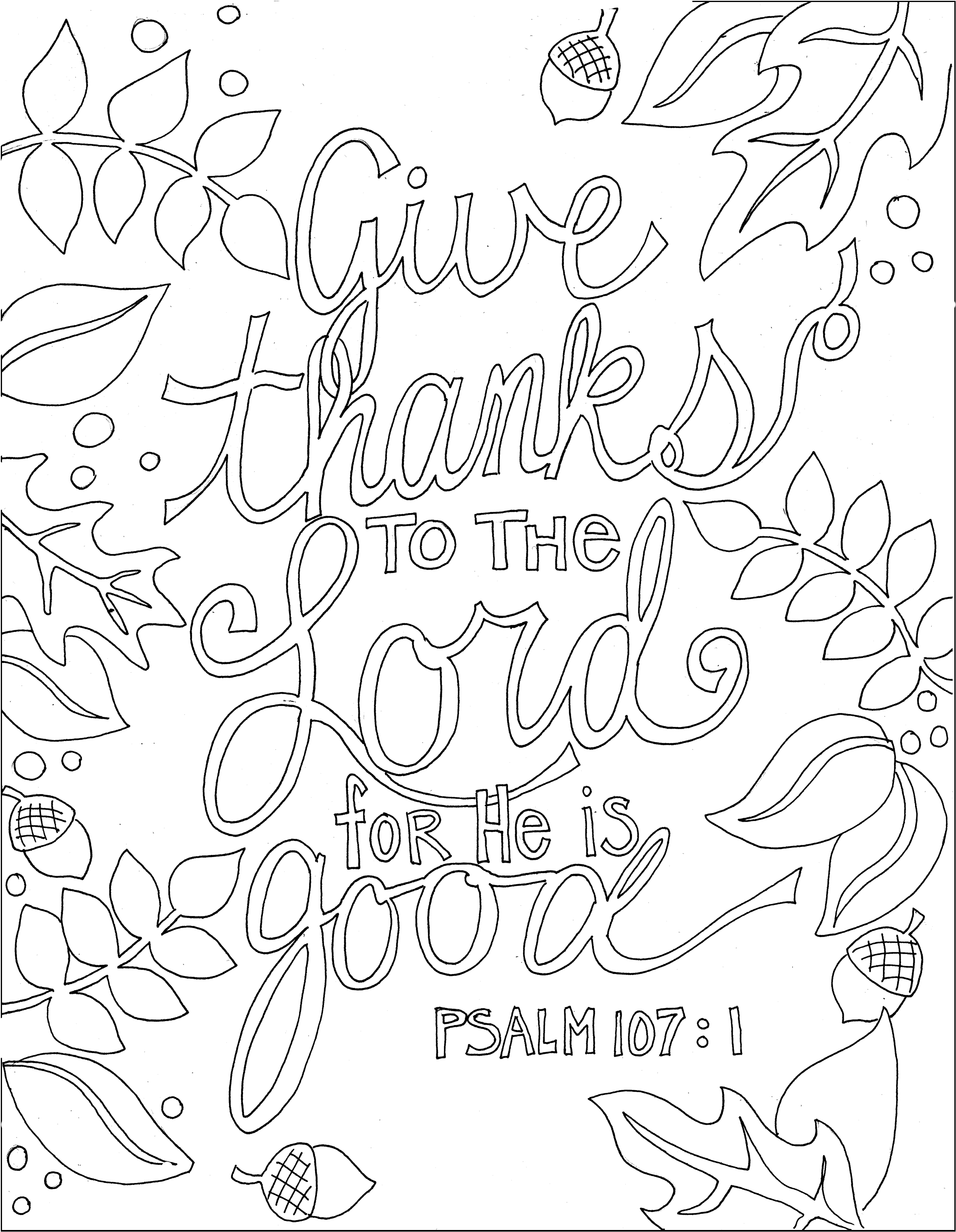 2360x3042 Ps 107.1 And Many Other Printable Bible Verse Coloring Pages