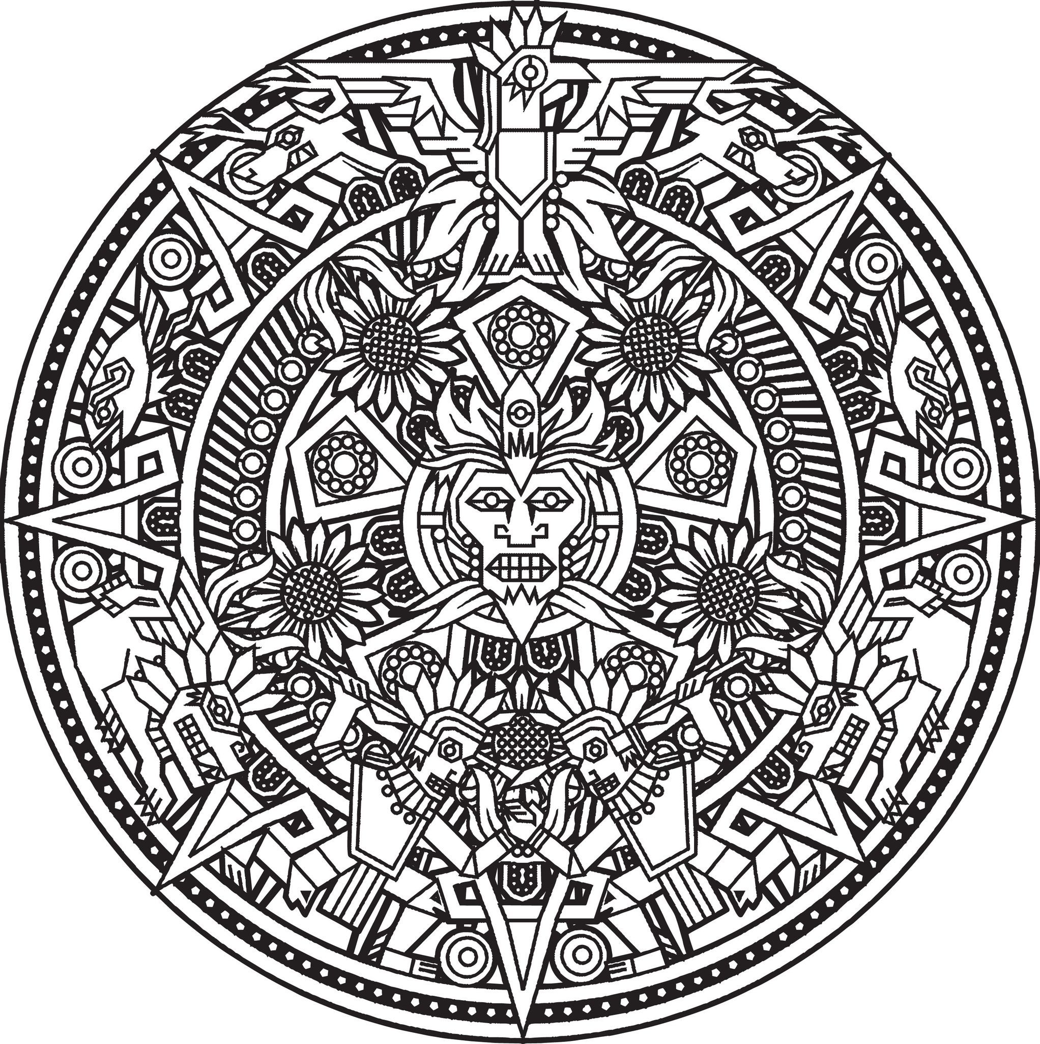 Printable Aztec Calendar Coloring Pages Printable Coloring 2044x2052 Printable Aztec Calendar Coloring Pages Printable Coloring
