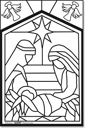 Christmas Stained Glass Coloring Pages 291x435 Christmas Stained Glass Coloring Pages