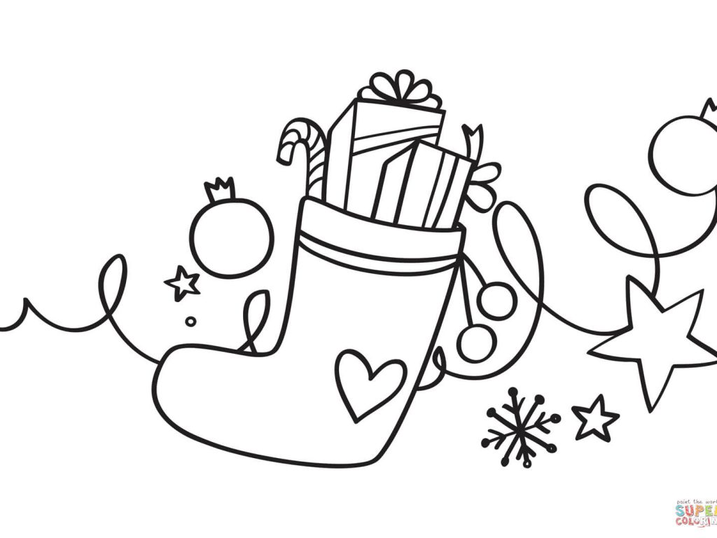 1024x768 Free Coloring Pages Christmas Stocking Printable Kids Page Pattern