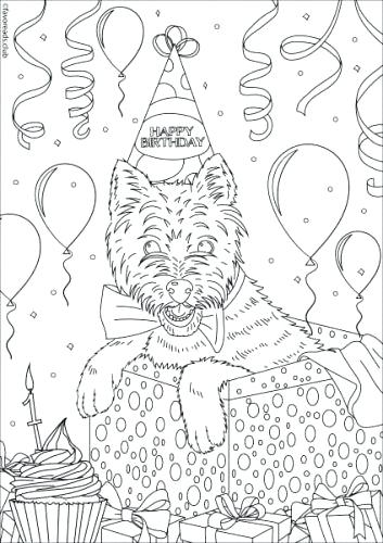 353x500 Coloring Pages For Adult Cats And Dogs Birthday Dog Coloring Club