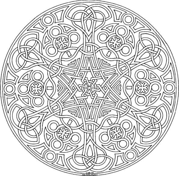 595x584 Free Printable Mandalas Coloring Pages Adults 360 Degree In Ideas