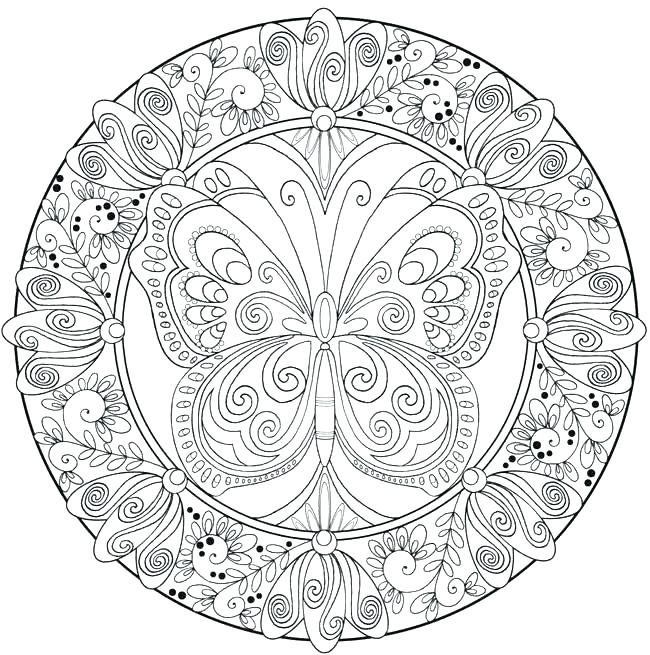 650x655 Butterfly Coloring Pages Adults Mandala Coloring Books