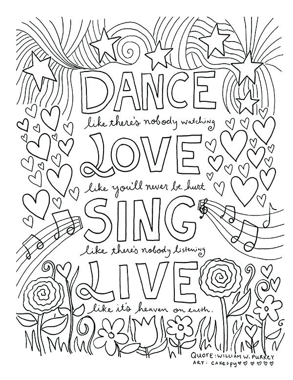 600x776 Printable Colouring Patterns Dance Love Sing Live Printable