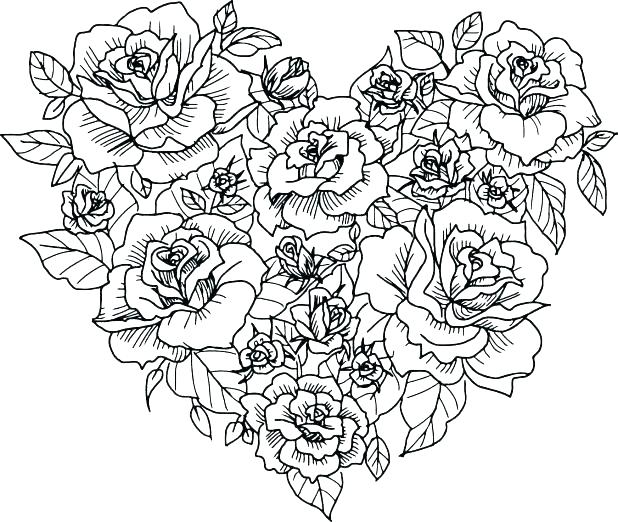 Free Printable Heart Coloring Pages For Kids With Of Hearts Roses 618x522 Free Printable Heart Coloring Pages For Kids With Of Hearts Roses