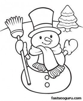 Printable Happy Snowman Christmas Coloring Pages 278x338 Printable Happy Snowman Christmas Coloring Pages