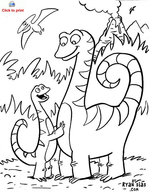 500x644 Cute Dinosaur Coloring Page Printable