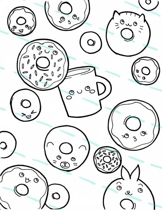 Printable Donut Coloring Page Amp Color Your Own Stickers Design 570x738 Printable Donut Coloring Page Amp Color Your Own Stickers Design