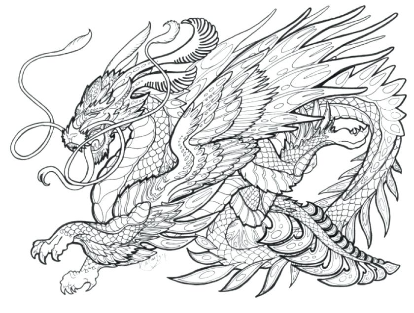 840x636 Dragon Coloring Pages For Kids Adults Free Printable Home