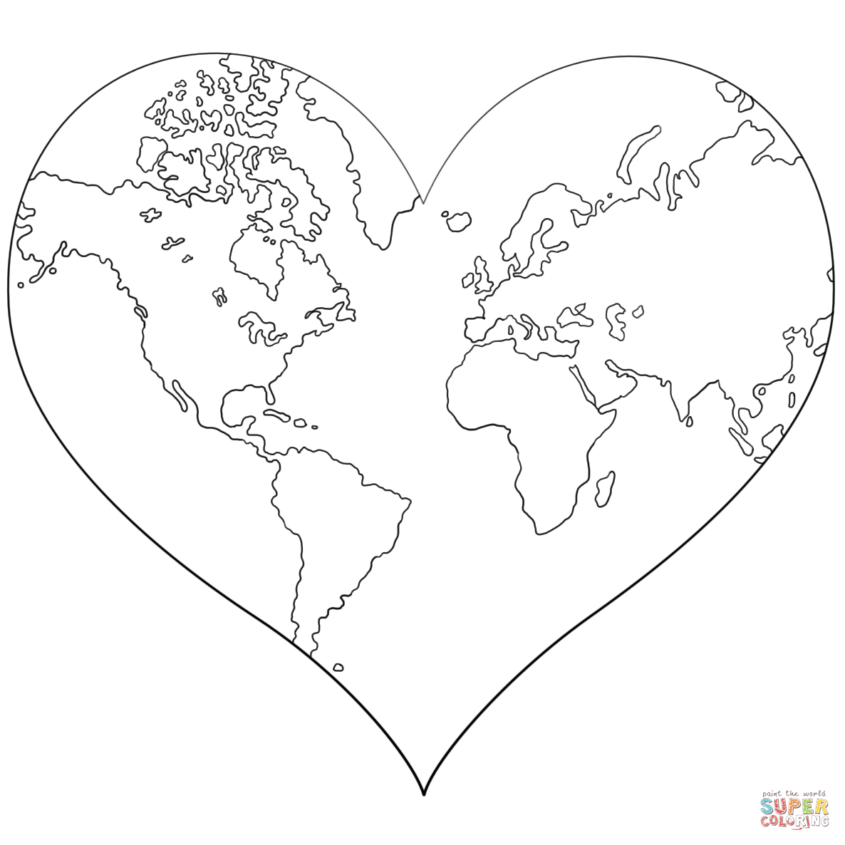 1186x1186 Printable Earth Coloring Pages Heart Shaped Earth Coloring Page