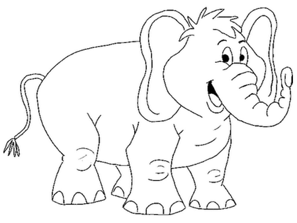 1024x768 Animal coloring pages Smiling Elephant Printable Coloring Pages