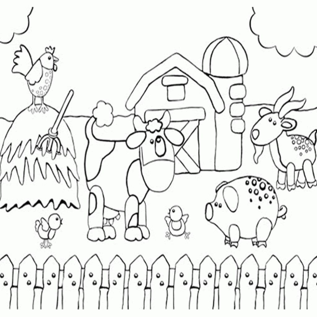 Printable Preschool Coloring Page Of Happy Farm Animals Fun 1024x1024 Printable Preschool Coloring Page Of Happy Farm Animals Fun