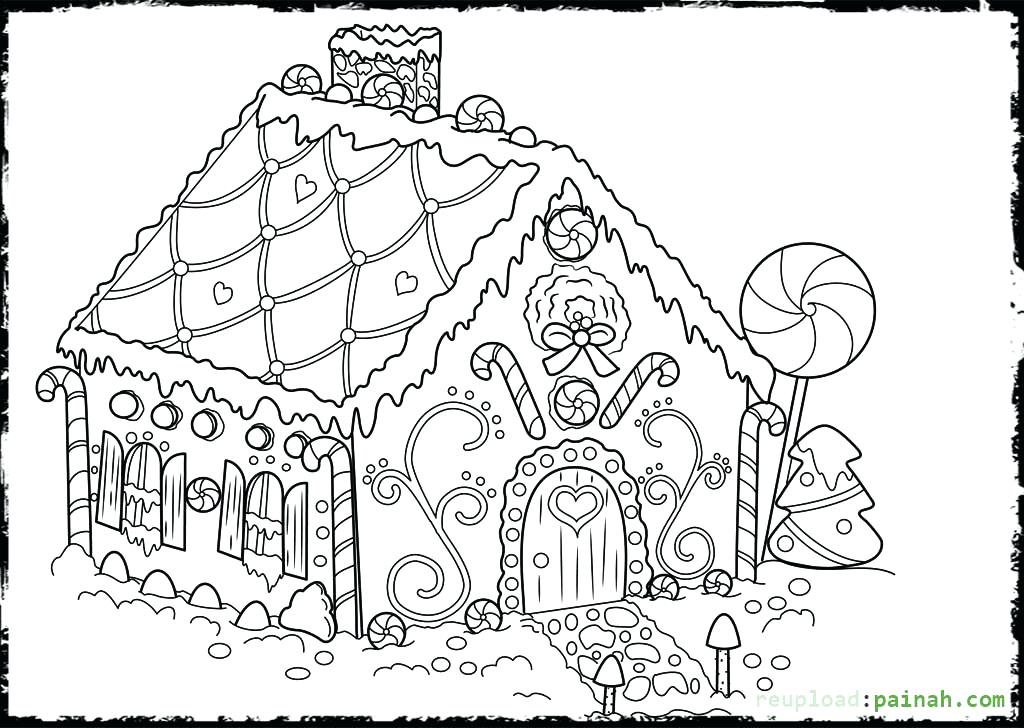 1024x728 House Coloring Pages Printable Gingerbread House Coloring Pages