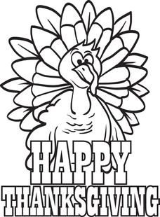 Happy Thanksgiving Turkey Coloring Pages 228x310 Happy Thanksgiving Turkey Coloring Pages