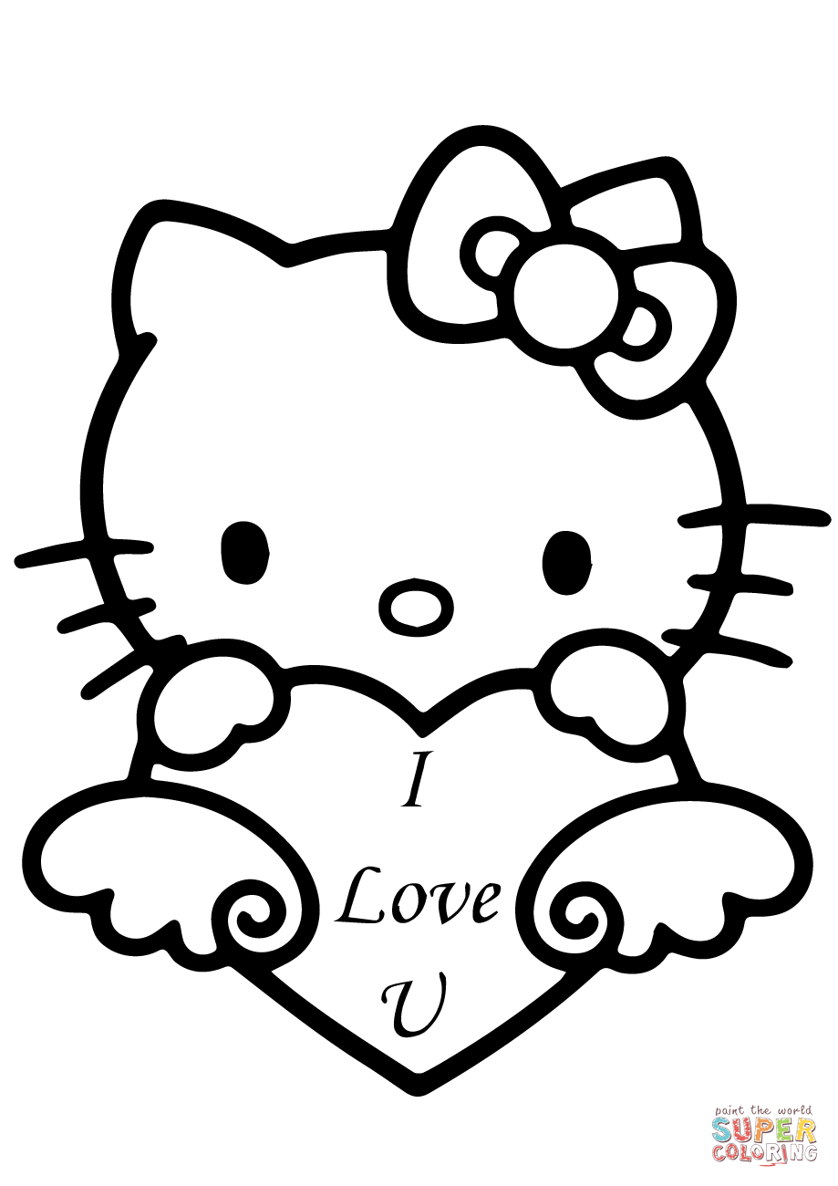 Hello Kitty With I Love You Heart Coloring Page Free Printable 919x1300 Hello Kitty With I Love You Heart Coloring Page Free Printable