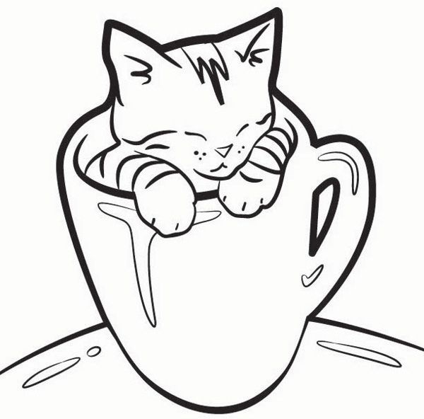 600x592 Lovely Kitten Coloring Pages