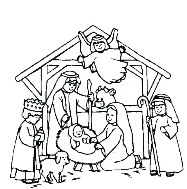 Outdoor Nativity Scene Coloring Pages Printable For Kids Lds 640x647 Outdoor Nativity Scene Coloring Pages Printable For Kids Lds