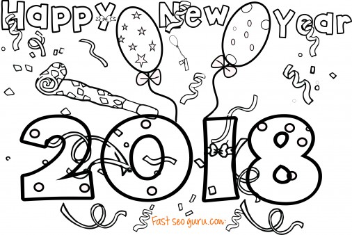 506x338 New Years Coloring Pages New Years 2018 Coloring Page For Kids