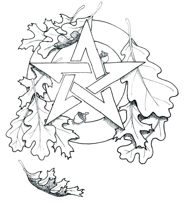 618x679 Yule Coloring Pages Pagan Coloring Pages Pentacle Oak Leaf