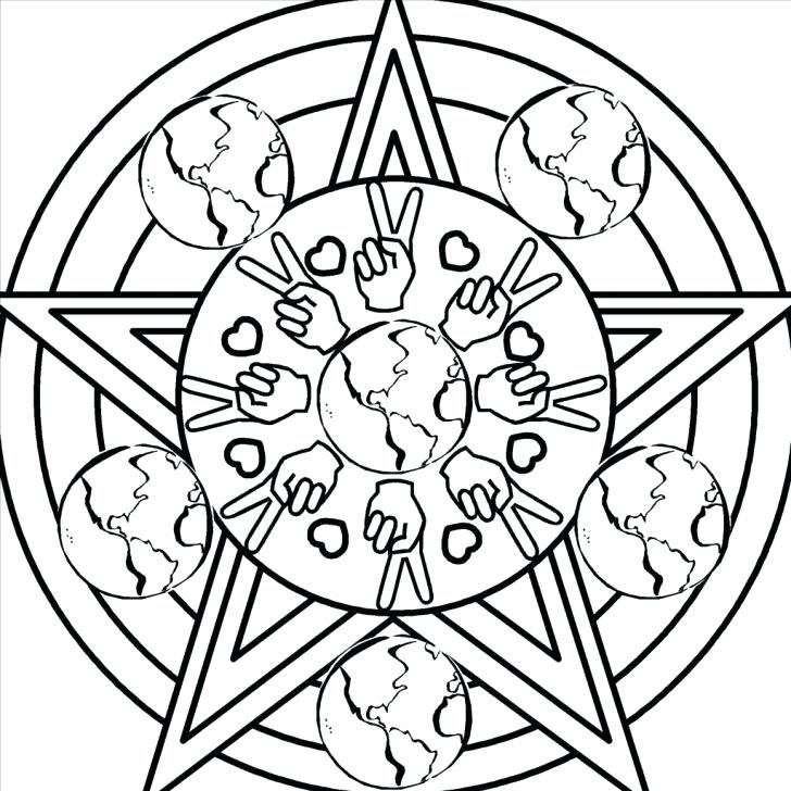 728x728 Peace Sign Coloring Pages