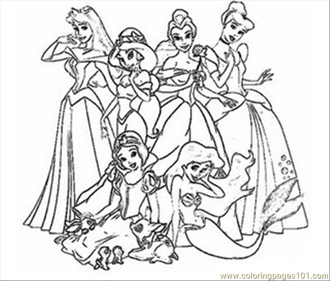 650x554 Girls All Disney Princess Coloring Pages