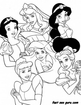 261x338 Printable Beautiful Disney Princesses Coloring Pages For Girls