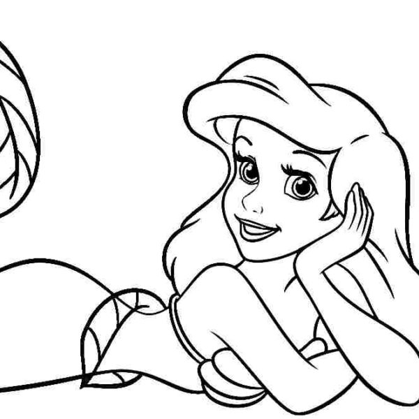 600x600 Disney Princesses Coloring Pages Ariel Printable Intended