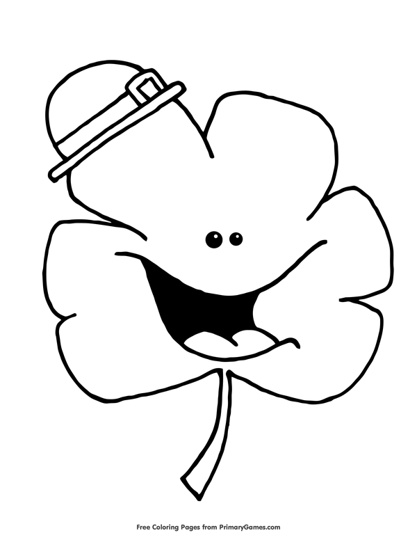 600x776 St. Patrick's Day Coloring Pages Ebook Smiling Shamrock Free