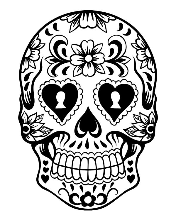 600x750 Printable Day Of The Dead Sugar Skull Coloring Page