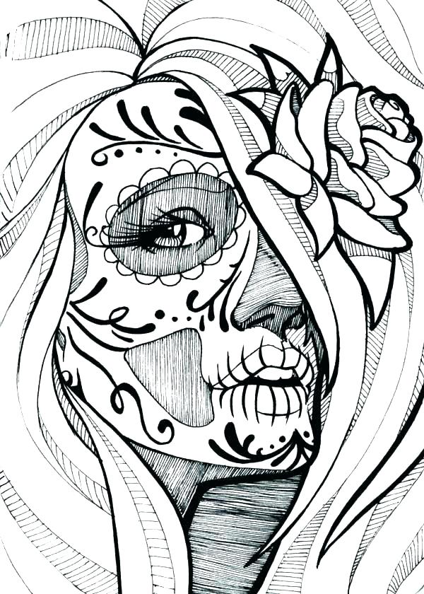 600x840 Sugar Skulls Coloring Pages Free