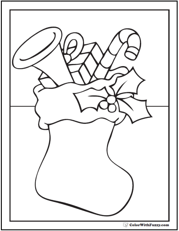Printable Christmas Stocking Coloring Page 590x762 Printable Christmas Stocking Coloring Page