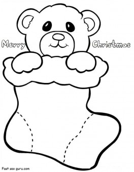 Printable Teddy In Christmas Stockings Coloring Pages 264x338 Printable Teddy In Christmas Stockings Coloring Pages