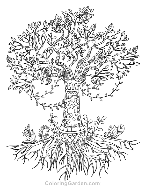 600x776 Free Printable Tree Of Life Adult Coloring Page. Download It