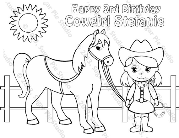 Personalized Printable Cowgirl Horse Birthday Party Favor 570x440 Personalized Printable Cowgirl Horse Birthday Party Favor