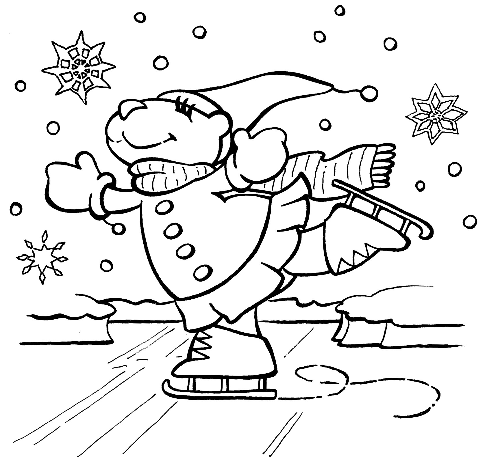 1685x1583 Coloring Pages Of Bear Skating For Kids
