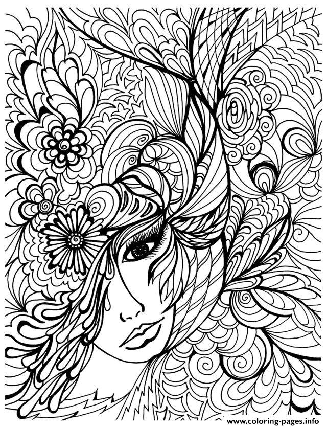640x837 Print Adult Zen Anti Stress Face Vegetation Coloring Pages Free