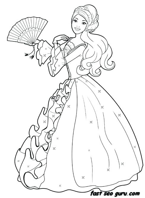 489x665 Coloring Pages Dresses Printable Barbie Princess Dress Colouring