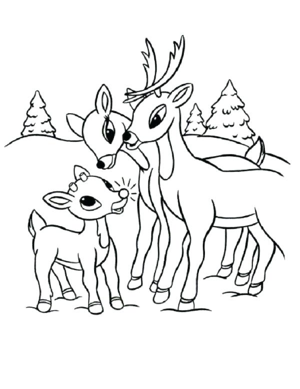600x776 Reindeer And Family Coloring Page Reindeer Free Coloring Proud