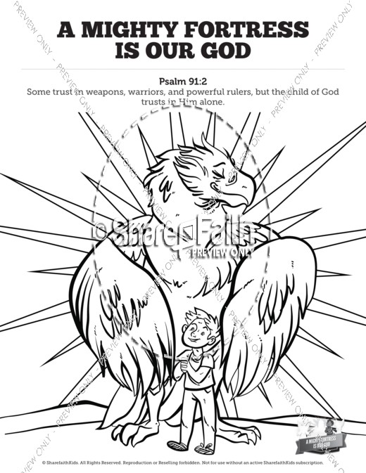Psalm 91 A Mighty Fortress Is Our God Sunday School Coloring Pages 520x673 Psalm 91 A Mighty Fortress Is Our God Sunday School Coloring Pages