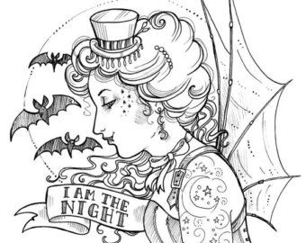 340x270 Adult Colouring Page. Alice In Wonderland Gothic Lolita Kawaii