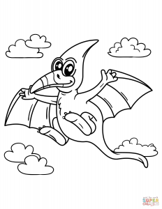 232x300 Pteranodon Coloring Pages Free Printable Animals Page Dinosaur