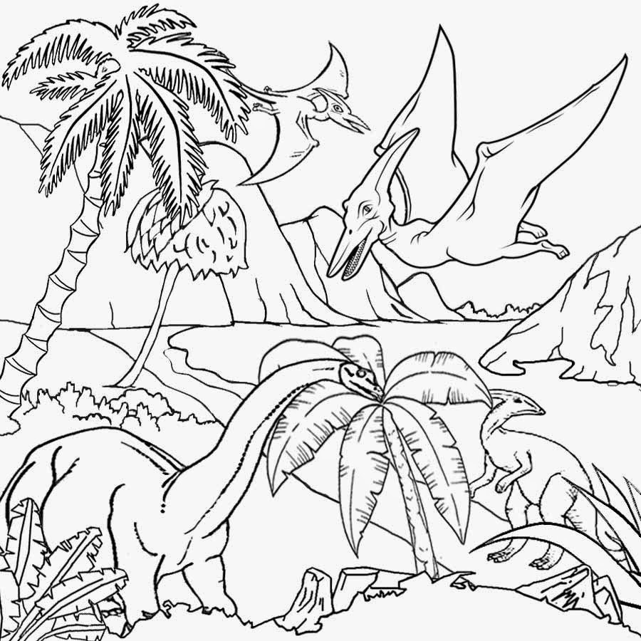 900x900 Dinosaur Landscape Coloring Page Tropical Landscape Gigantic