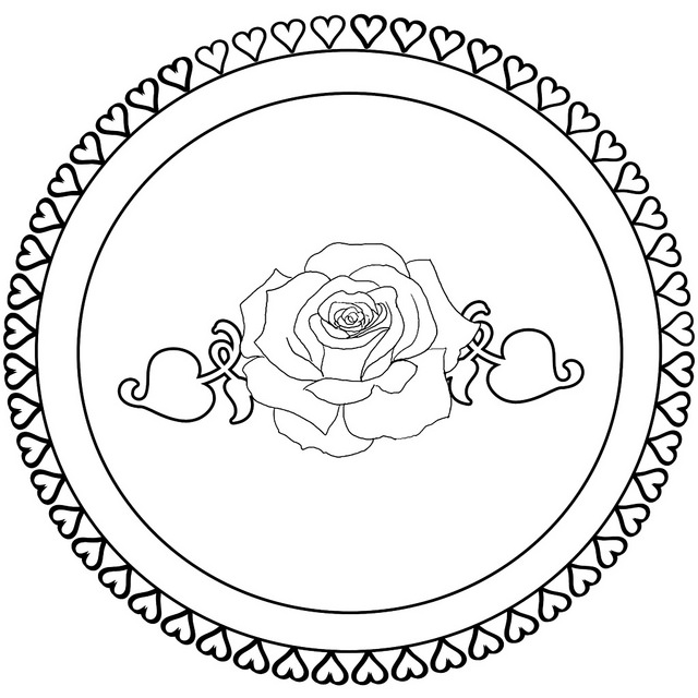 640x640 Rose Coloring Mandala Free Printable Public Domain Colouring Pages