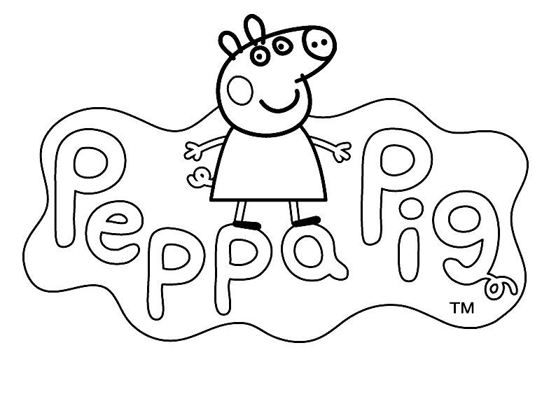Logo To Color Peppa Pig Cartoon 794x570 Logo To Color Peppa Pig Cartoon
