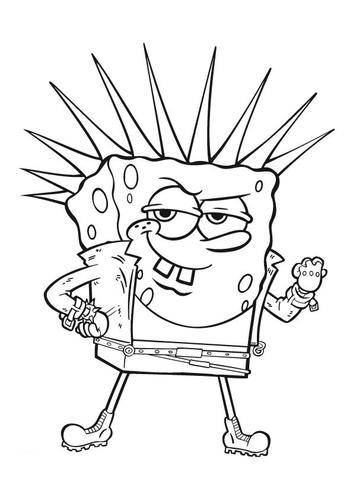 Spongebob Squarepants Punk Coloring Page 353x500 Spongebob Squarepants Punk Coloring Page