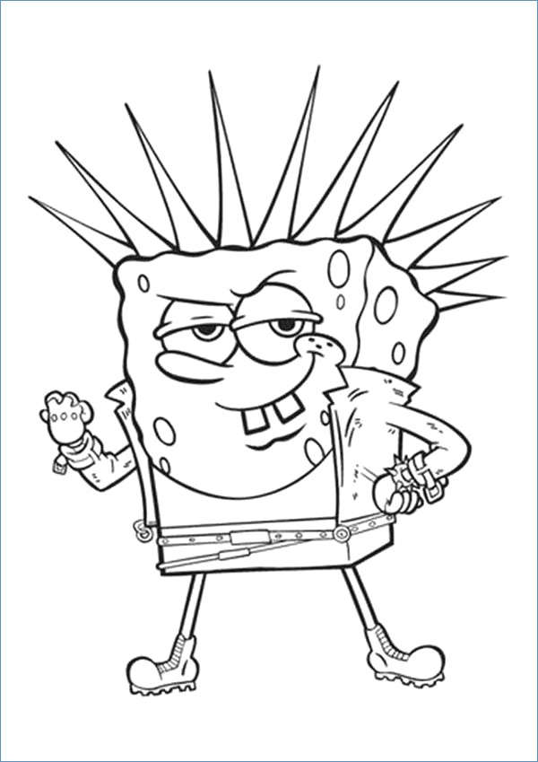 Spongebob Squarepants Punk Coloring Page 600x849 Spongebob Squarepants Punk Coloring Page