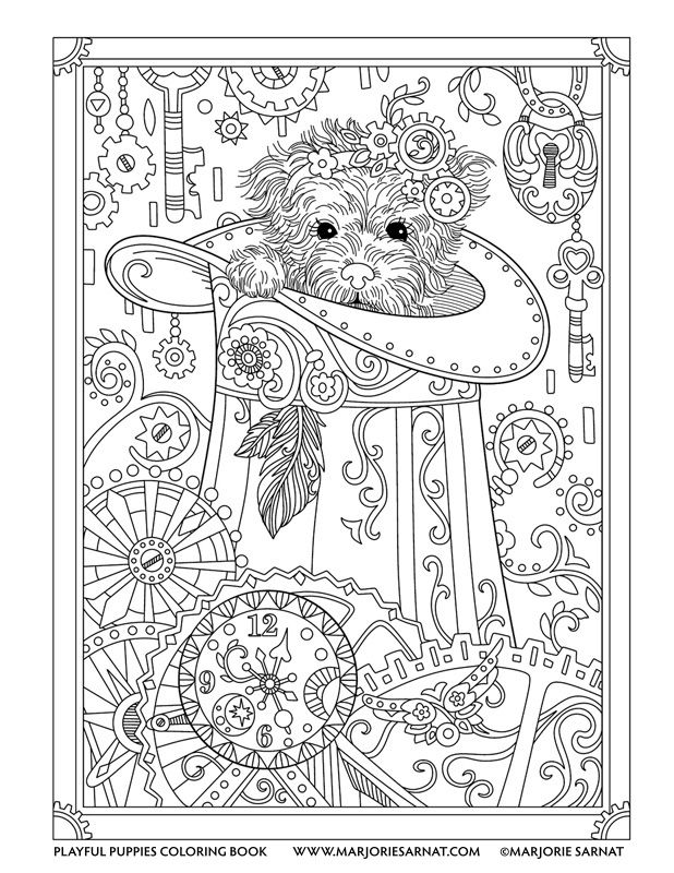 Steampunk Pup Playful Puppies Coloring Book By Marjorie Sarnat 618x800 Steampunk Pup Playful Puppies Coloring Book By Marjorie Sarnat