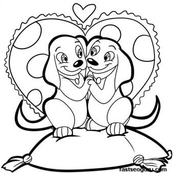 338x338 Printable Valentines Day Two Cute Puppies In Love