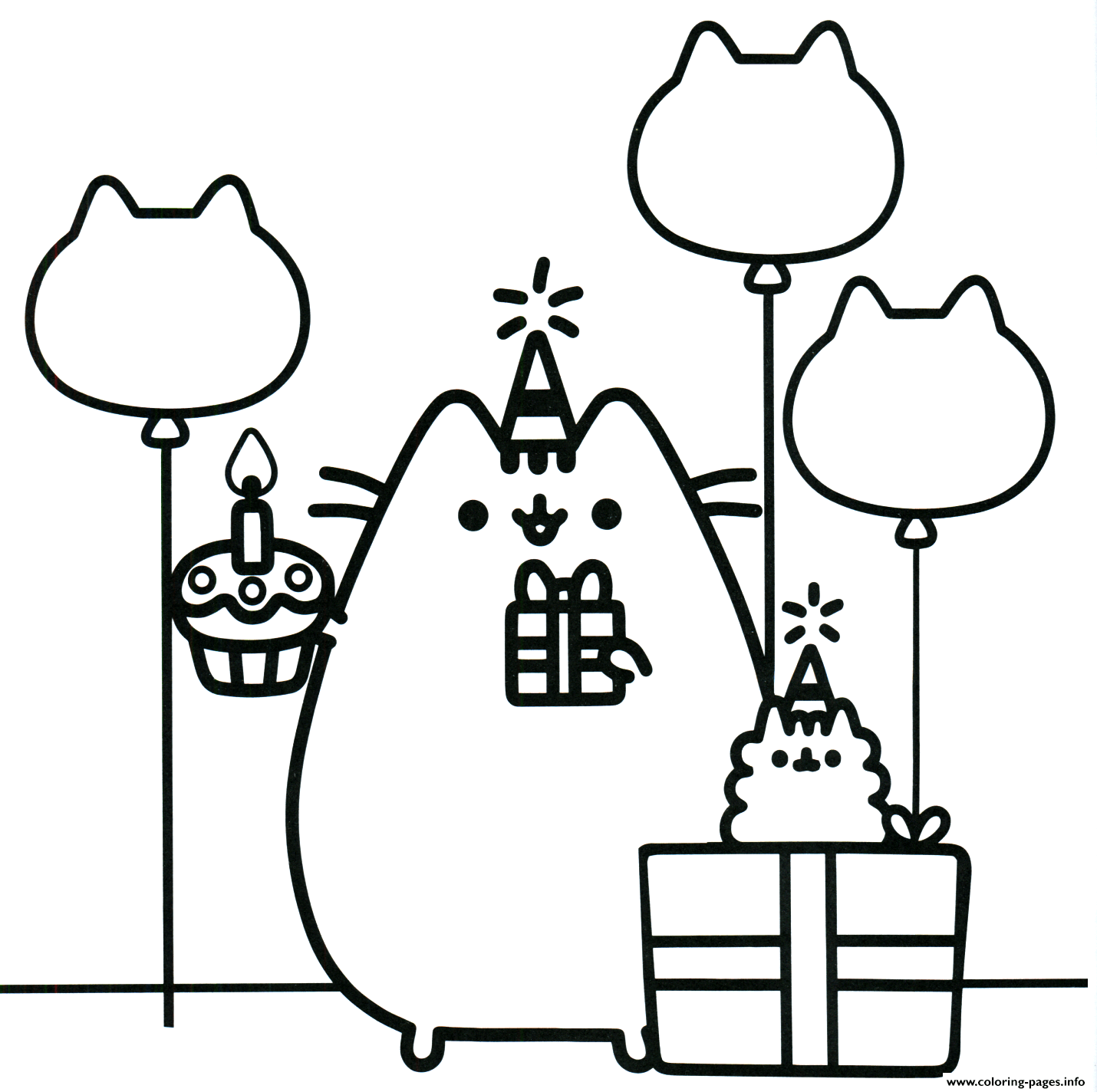 Pusheen The Cat Party Coloring Pages Printable 1430x1424 Pusheen The Cat Party Coloring Pages Printable