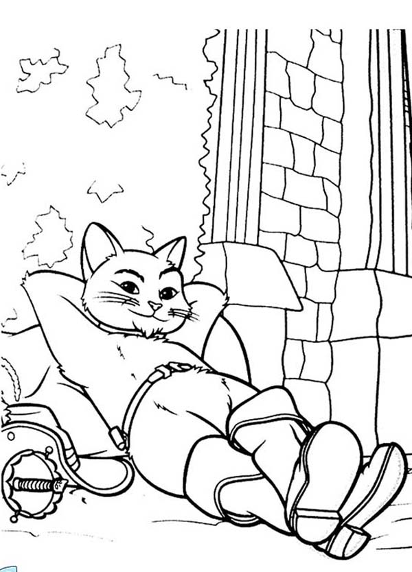 Puss In Boots Lazing In His House Coloring Pages Batch Coloring 600x834 Puss In Boots Lazing In His House Coloring Pages Batch Coloring